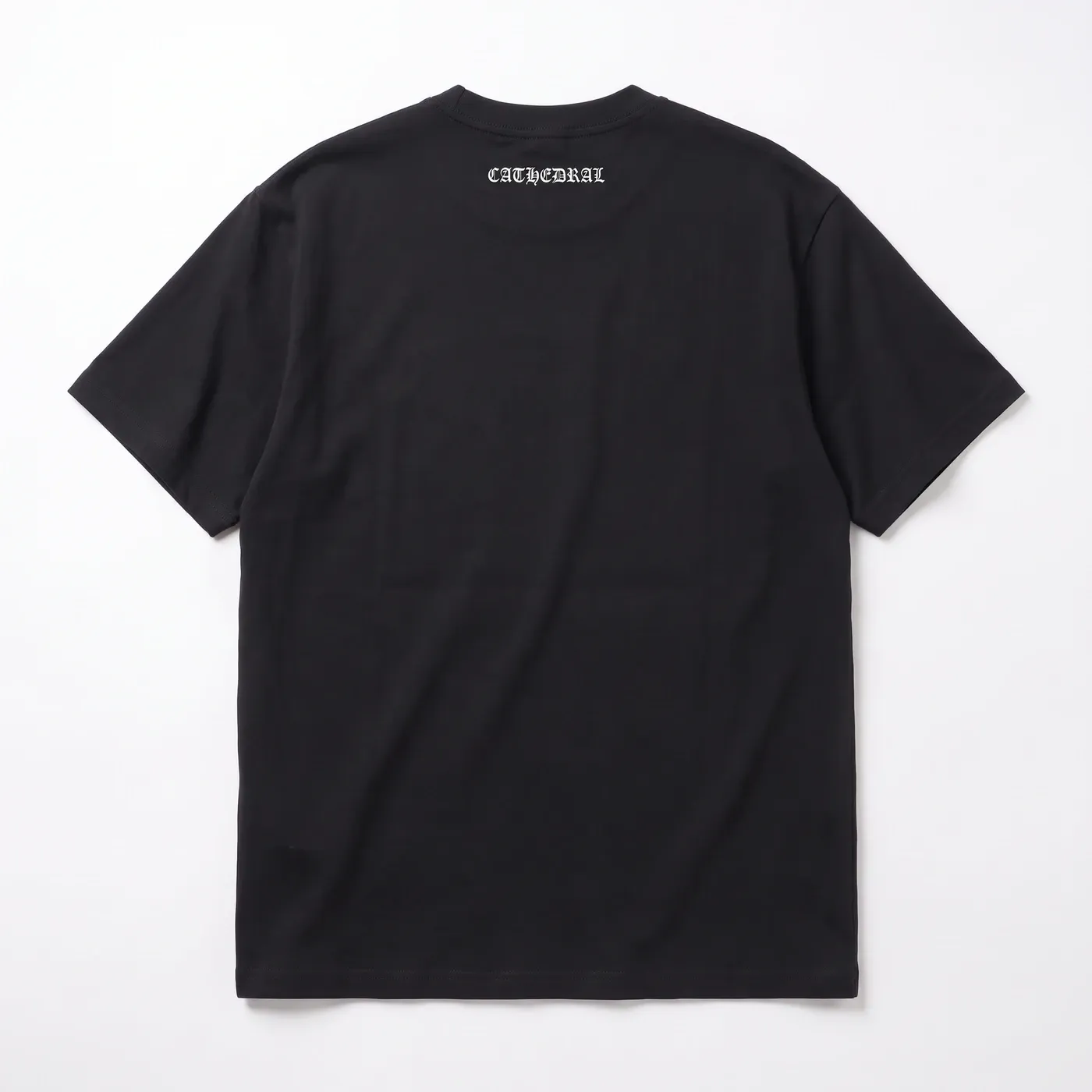 CATHEDRAL Tee in Black, laid flat, back