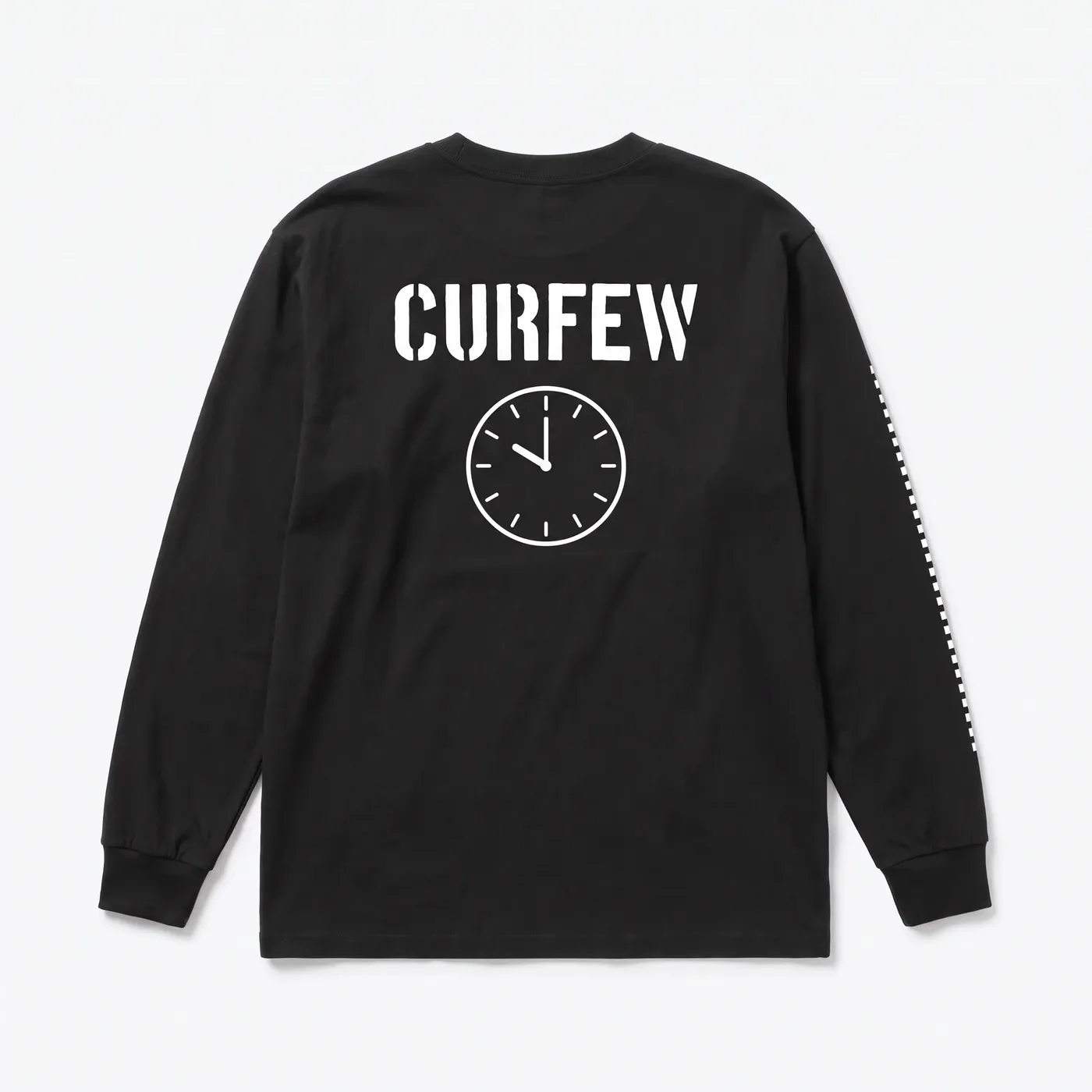 CURFEW Longsleeve in Black, laid flat, back