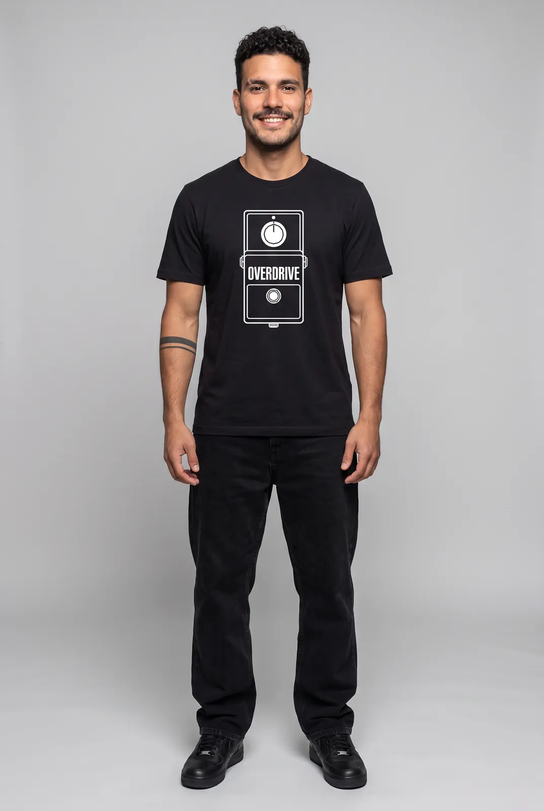 Diego Alvarez wearing the OVERDRIVE Tee in Black, front hero