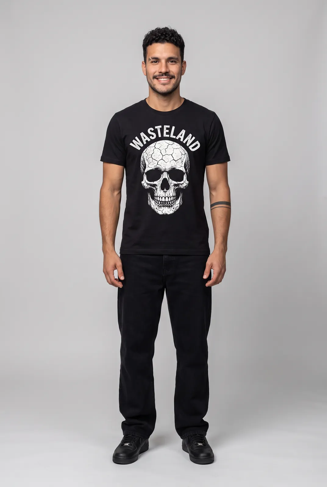 Diego Alvarez wearing the WASTELAND Tee in Black, front hero