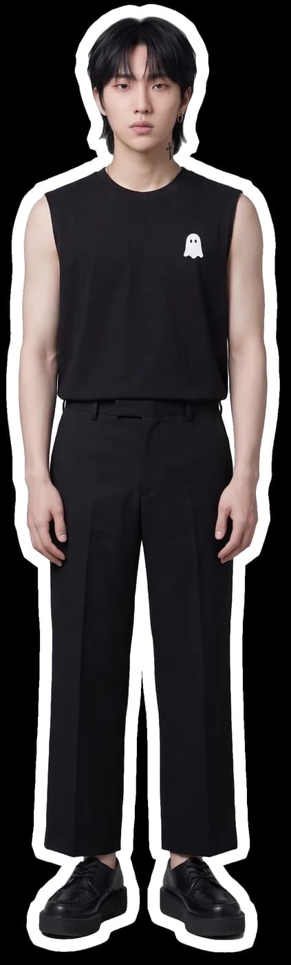 Sticker cutout of jae wearing a Trashy T-Shirts tee